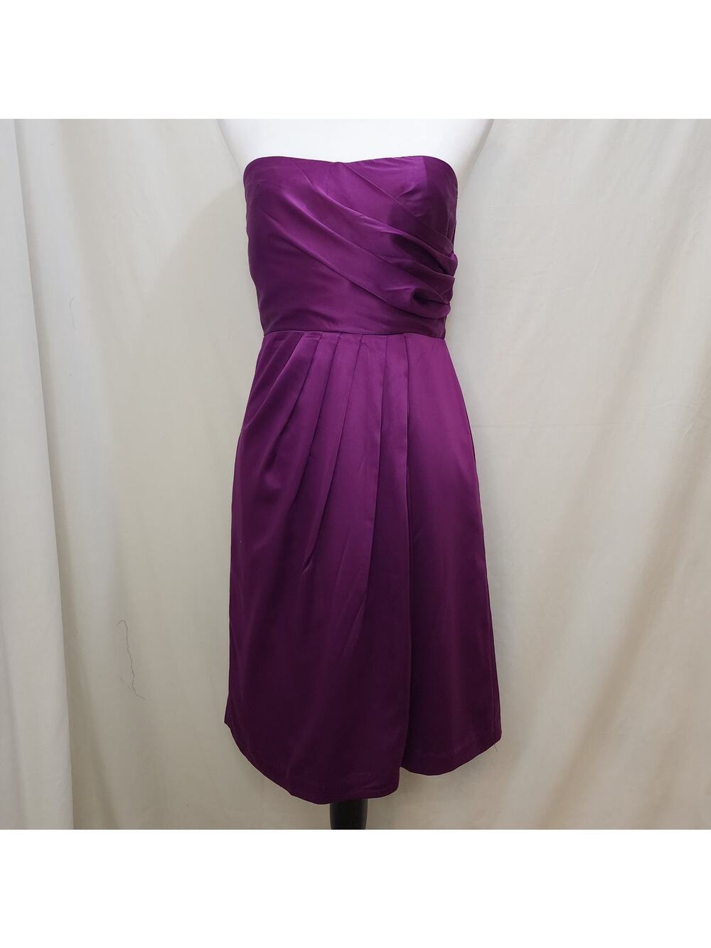 The Limited Strapless Formal Pleated Cocktail Prom Evening Dress, Purple, 6